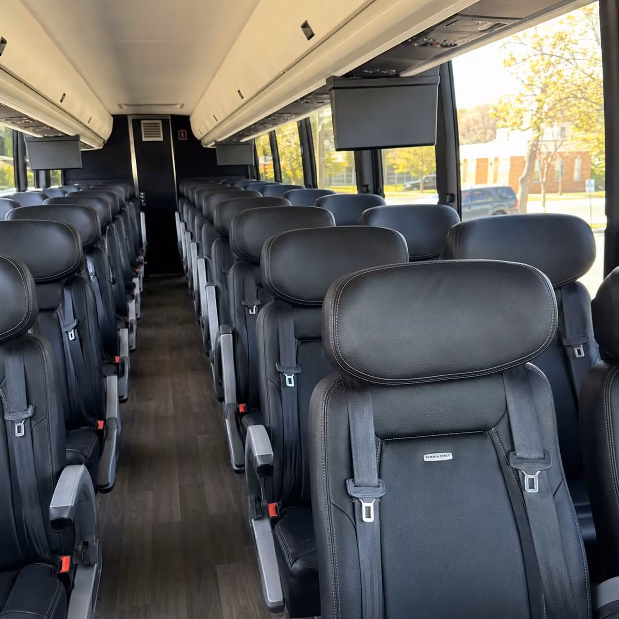 56 passenger charter bus inside